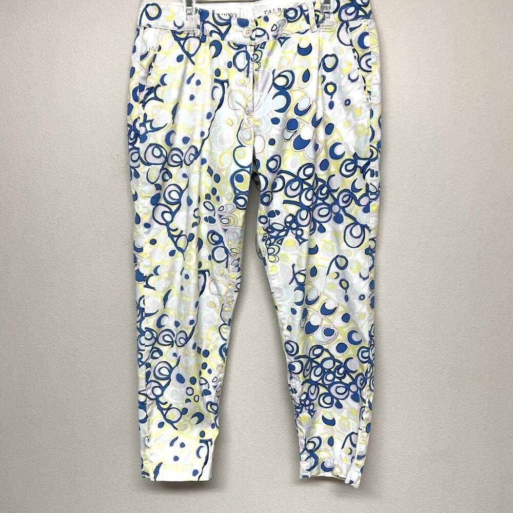 Talbots The Weekend Chino Pants Stretch psychedelic swirls Blue White 6P Multico